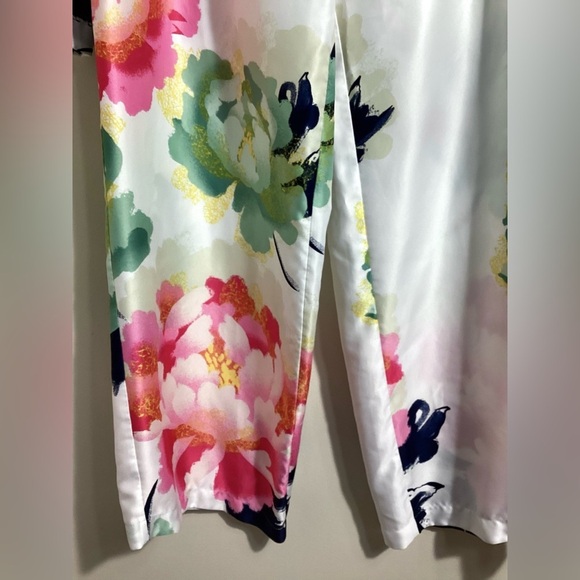 Natori Womens Floral Satin 2pc Pajama Set Size S Designer Chic Silky Ankle Pant - Picture 11 of 16